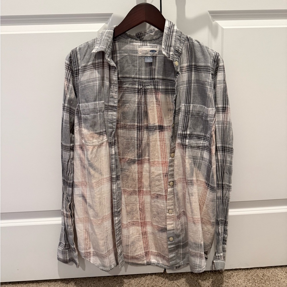 Old Navy Gray Plaid Shirt